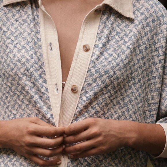 By Anthropologie Waffle Cocoon Romper Dress Printed Long Sleeve Ribbed L 276986 - Picture 3 of 8